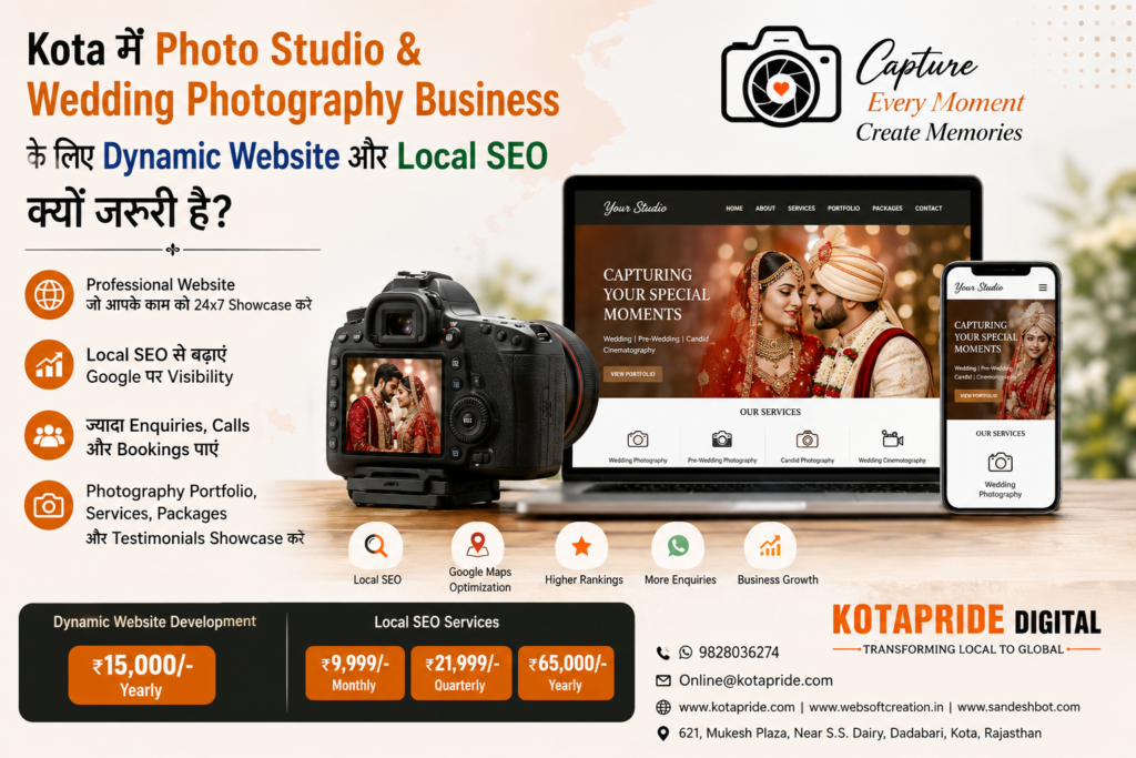 Dynamic Website and Local SEO Services for Photo Studios and Wedding Photographers in Kota